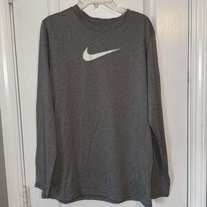 Nike EUC grey big logo long sleeve shirt
